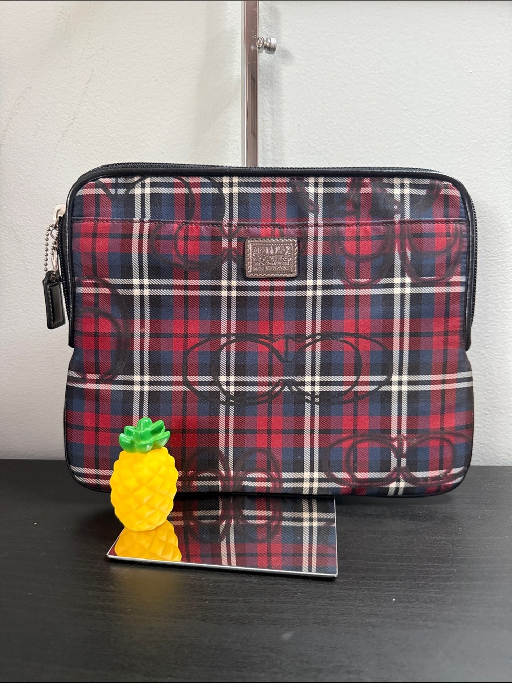 Coach Poppy Tartan Zip Tablet Sleeve
